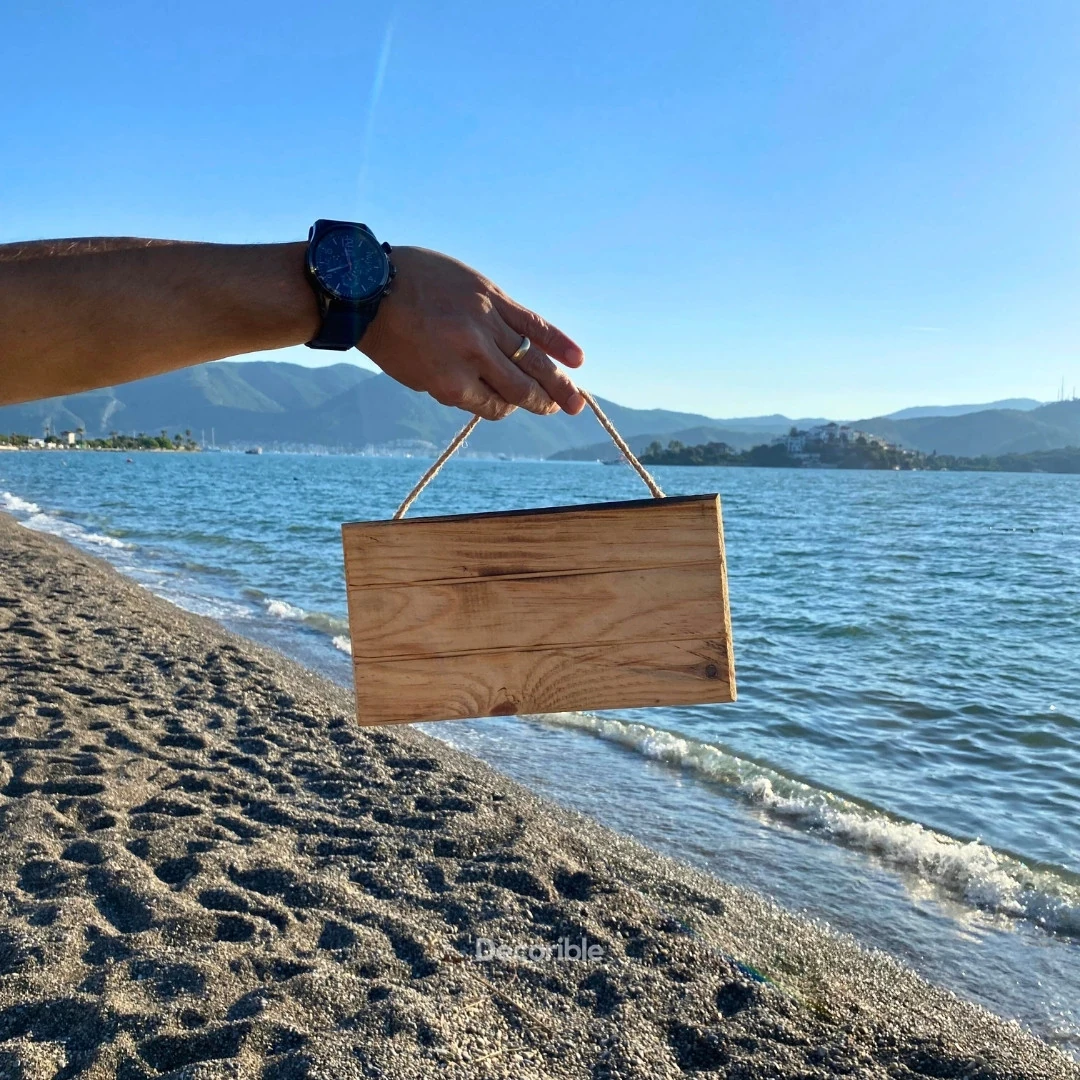 Hoşgeldiniz Deniz Kabuklu El Yapımı Ahşap Anahtarlık Askısı